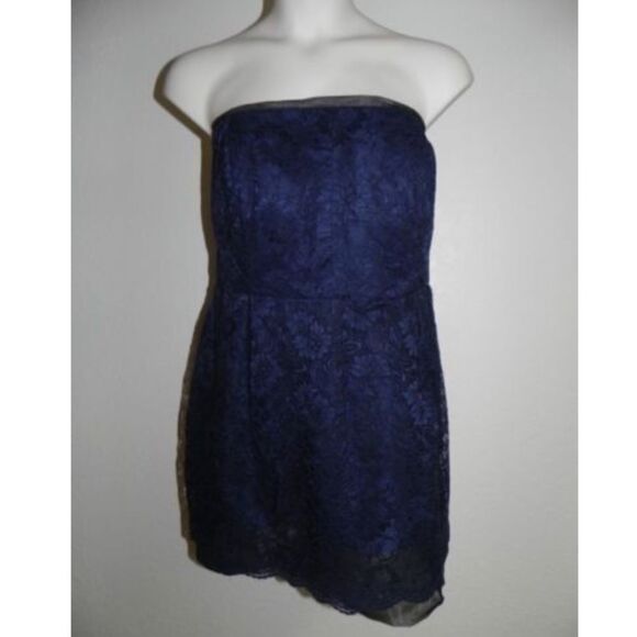 Davids Bridal Dress Size 8 Marine Navy Strapless - Picture 1 of 5